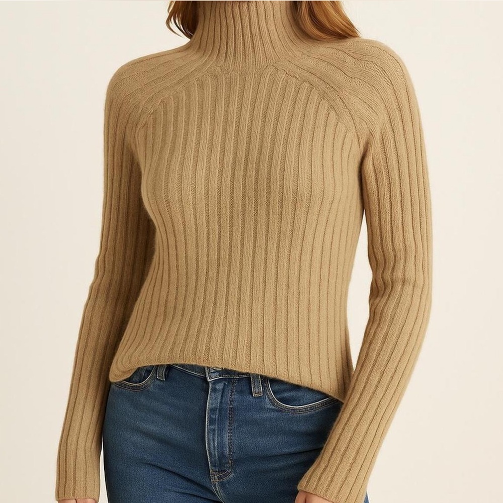 Polo by Ralph Lauren Ribbed Turtleneck Sweater in Camel